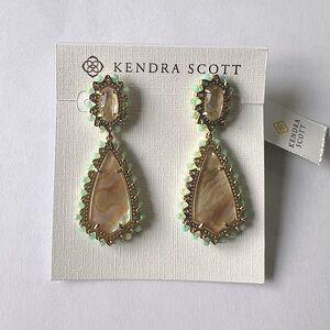 NWT Kendra Scott Statement Earrings! Beaded Camry Gold Abalone